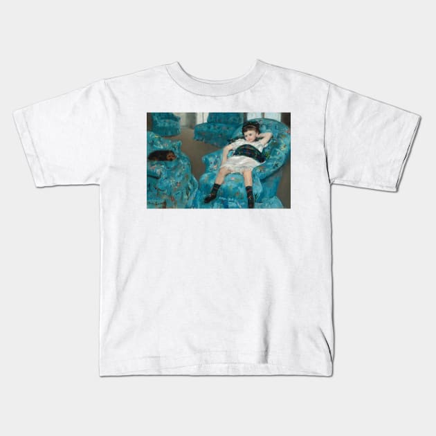 Little Girl in a Blue Armchair by Mary Cassatt Kids T-Shirt by Classic Art Stall